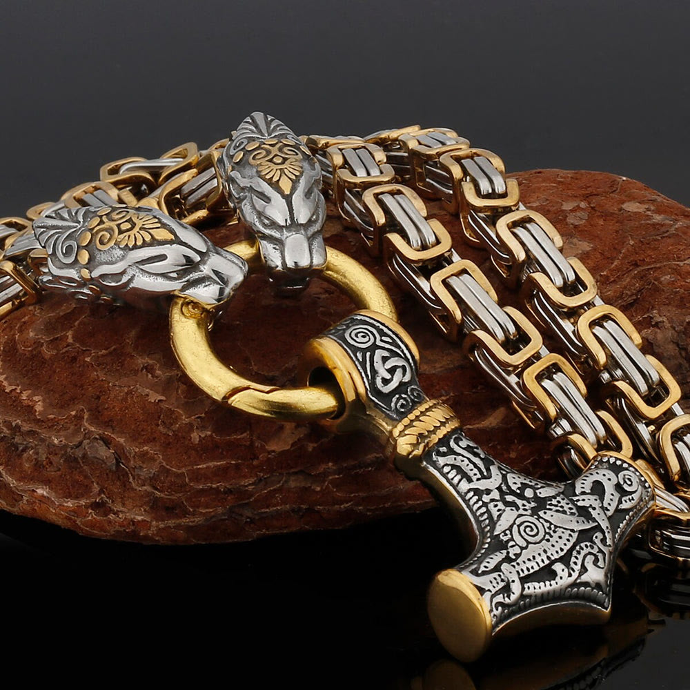 Fenrir Viking Thor's Hammer Necklace & Bracelet