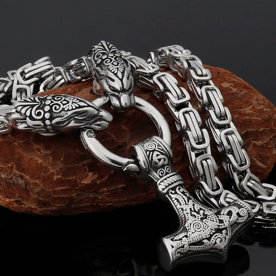 Fenrir Viking Thor's Hammer Necklace & Bracelet