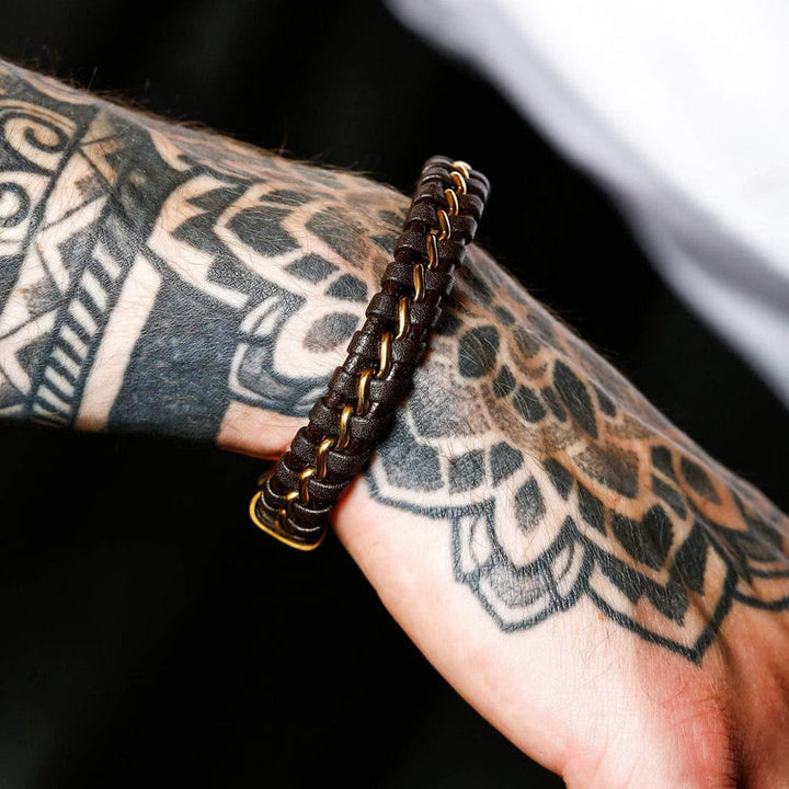 Vintage Braided Leather Odin Bracelet