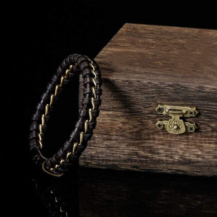 Vintage Braided Leather Odin Bracelet