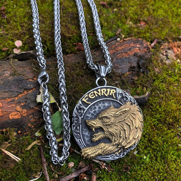 Fenrir Of Wolf And Helm Of Awe Necklace
