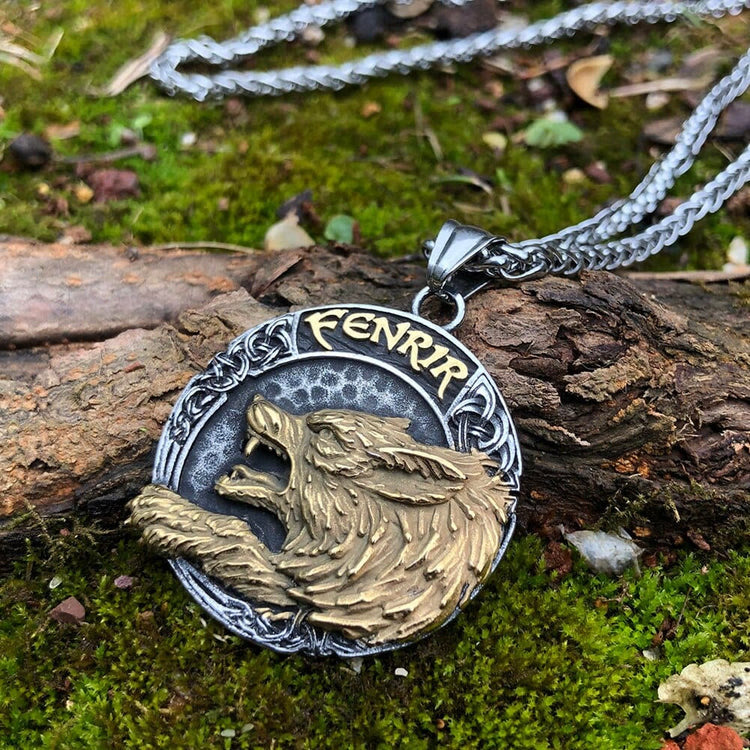 Fenrir Of Wolf And Helm Of Awe Necklace