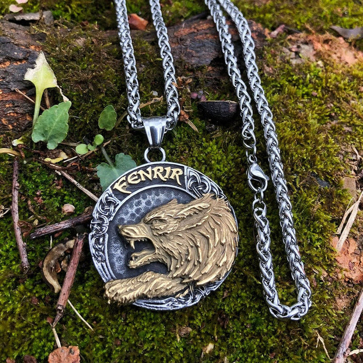 Fenrir Of Wolf And Helm Of Awe Necklace