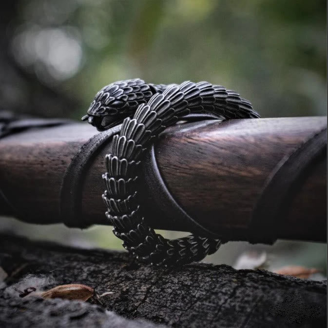 Viking Jormungandr Serpent Scale Open Cuff Bracelet