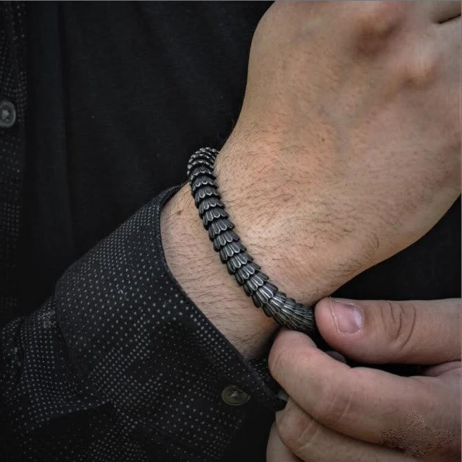 Viking Jormungandr Serpent Scale Open Cuff Bracelet