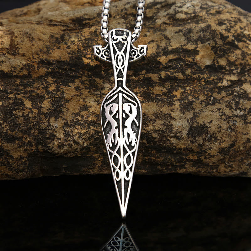 Viking Sword Spear Head Pendant Necklace
