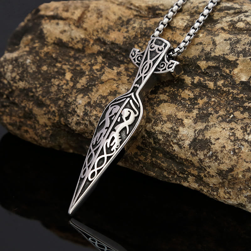 Viking Sword Spear Head Pendant Necklace