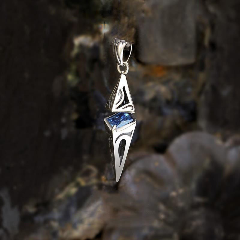 Blue Zircon Talisman Pendant Necklace