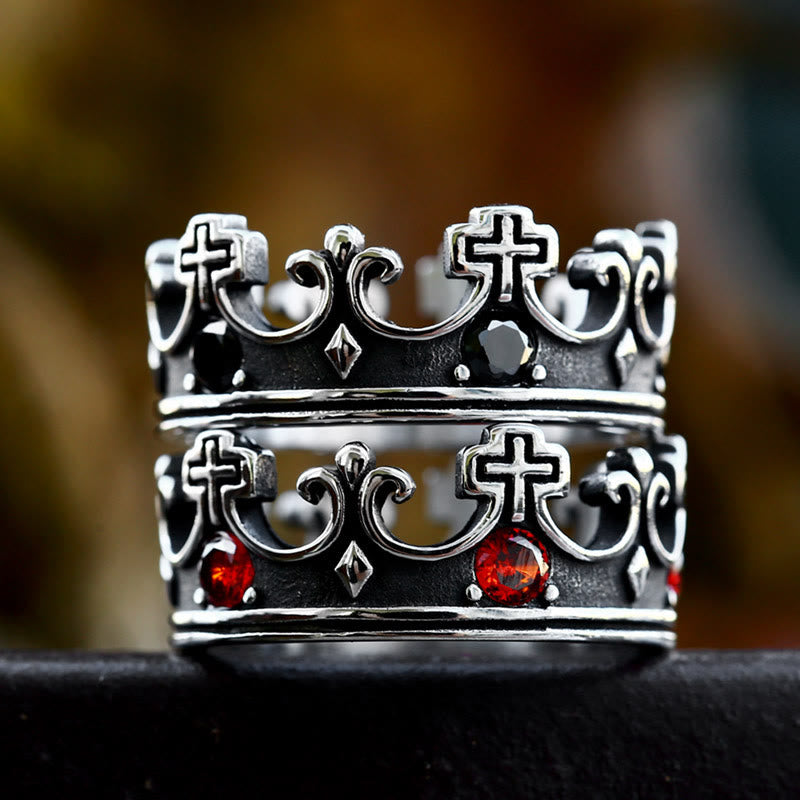 Gothic Crown Pattern Cross Abstract Ring