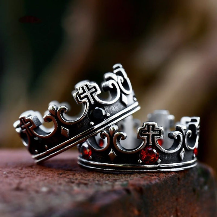 Gothic Crown Pattern Cross Abstract Ring