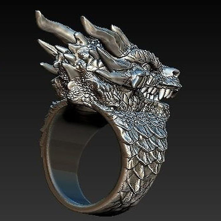 Jormungandr Dragon Head Viking Ring