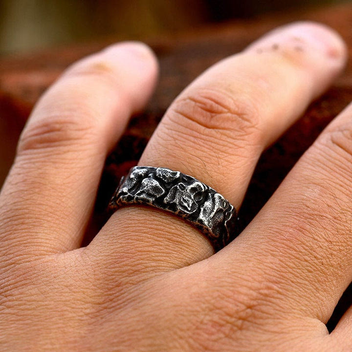 Stone Rune Stainless Steel Viking Ring