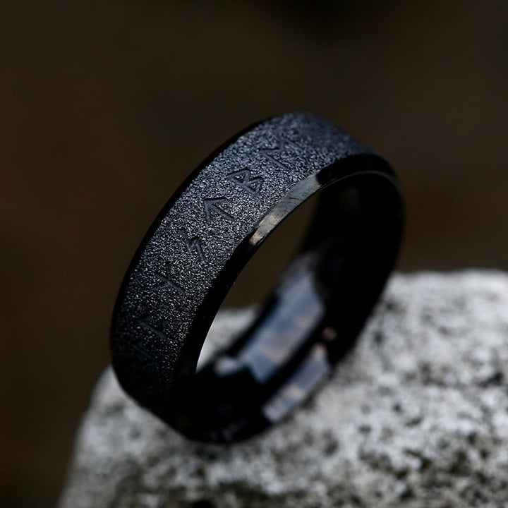 Viking Rune Frosted Face Tricolor Ring