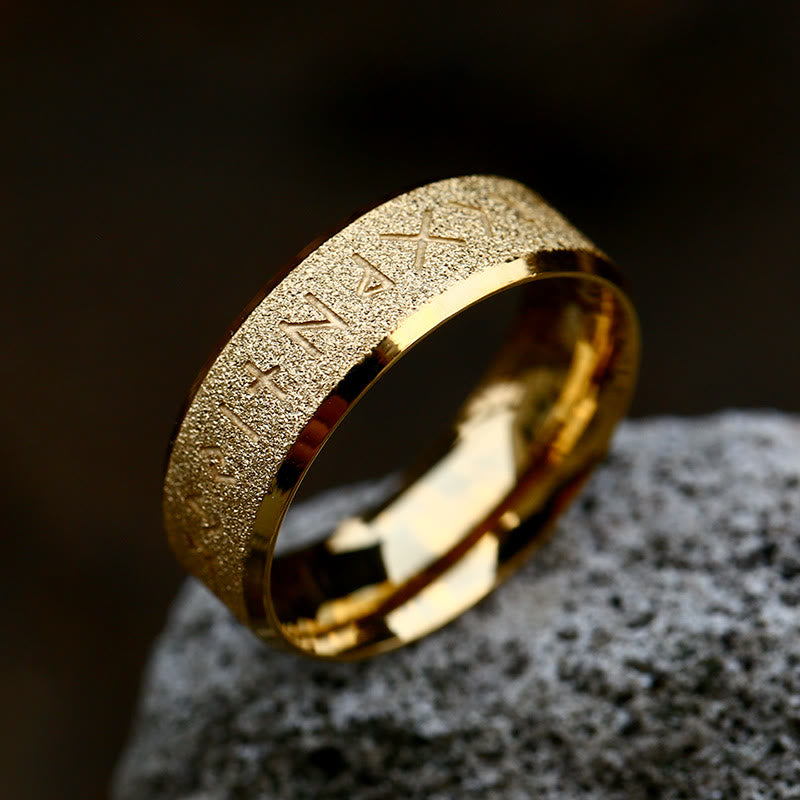 Viking Rune Frosted Face Tricolor Ring