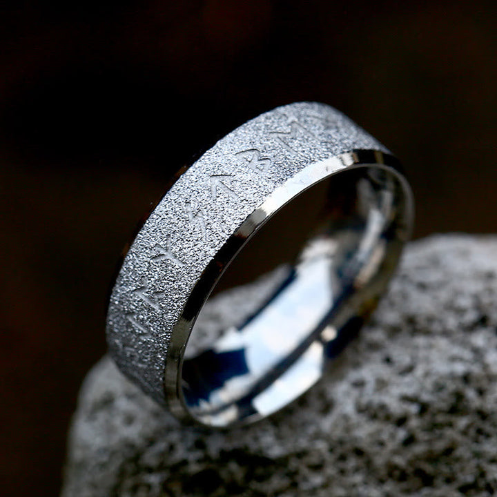 Viking Rune Frosted Face Tricolor Ring