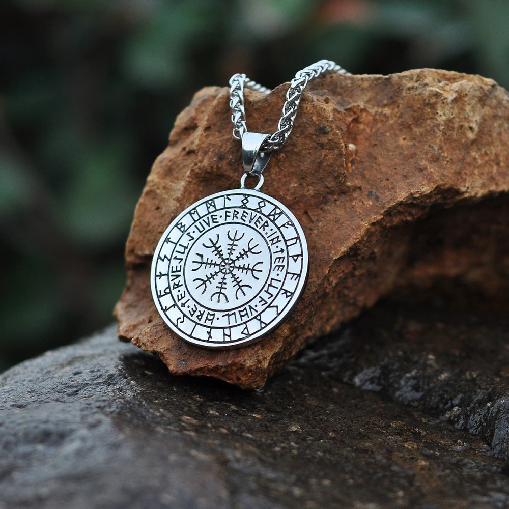 Viking Rune Triple Horn of Odin Dragon Necklace