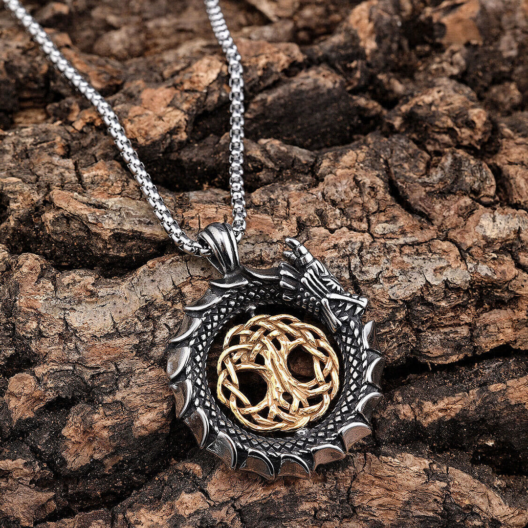 Jormungandr Around Tree Of Life Necklace