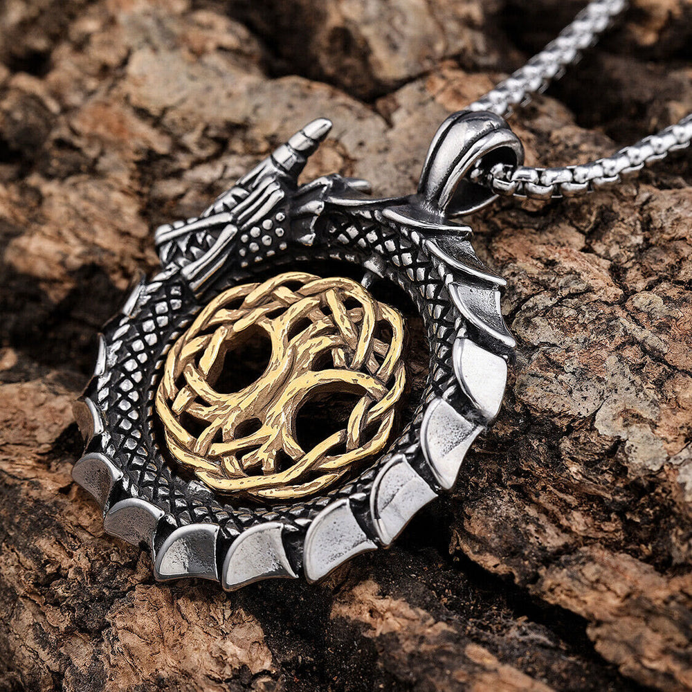 Jormungandr Around Tree Of Life Necklace