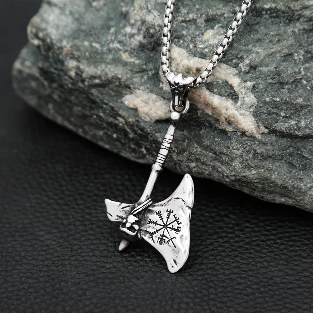 Viking Axe Vegvisir Amulet Self-defense Necklace