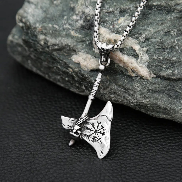 Viking Axe Vegvisir Amulet Self-defense Necklace
