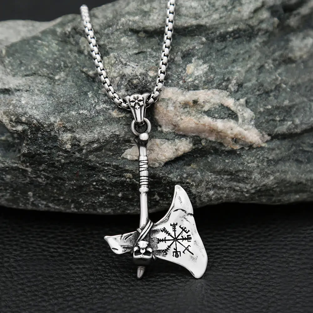 Viking Axe Vegvisir Amulet Self-defense Necklace