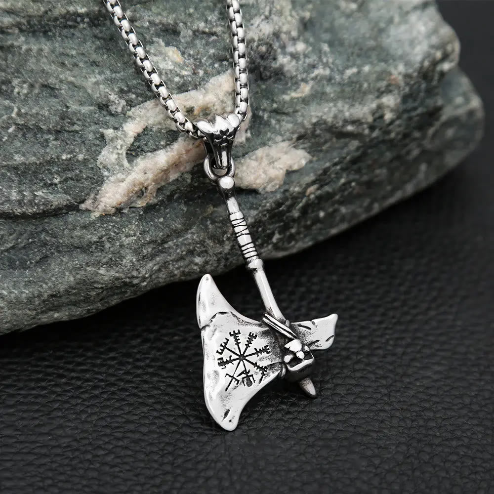 Viking Axe Vegvisir Amulet Self-defense Necklace