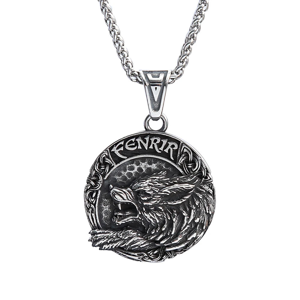 Fenrir Of Wolf And Helm Of Awe Necklace