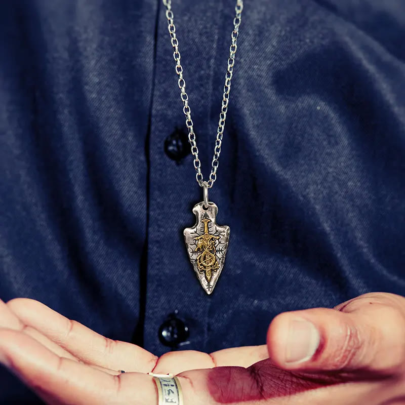 Handcrafted 925 Silver Dragon Sword Necklace