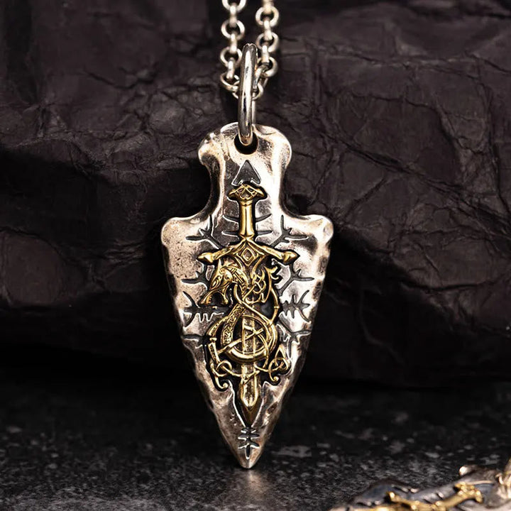 Handcrafted 925 Silver Dragon Sword Necklace