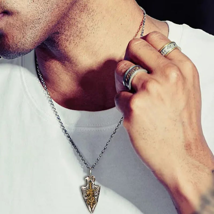 Handcrafted 925 Silver Dragon Sword Necklace