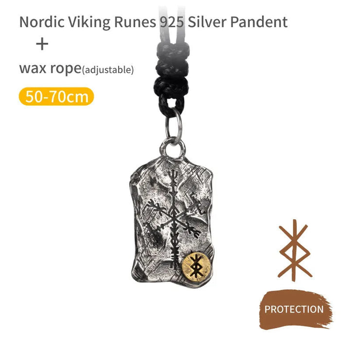Handcrafted 925 Silver Rune With Vegvisir Necklace