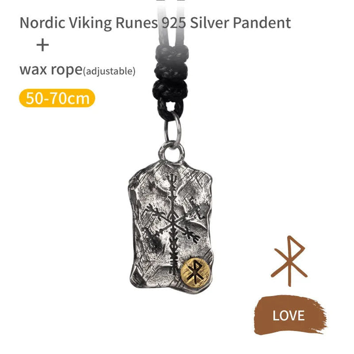 Handcrafted 925 Silver Rune With Vegvisir Necklace