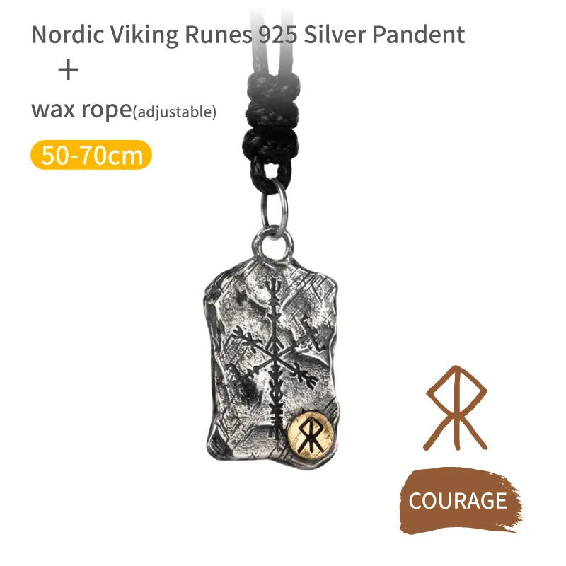 Handcrafted 925 Silver Rune With Vegvisir Necklace