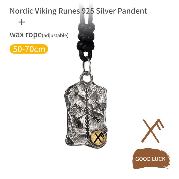 Handcrafted 925 Silver Rune With Vegvisir Necklace
