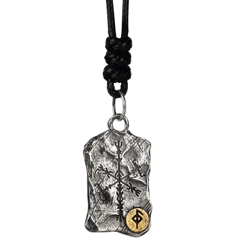 Handcrafted 925 Silver Rune With Vegvisir Necklace