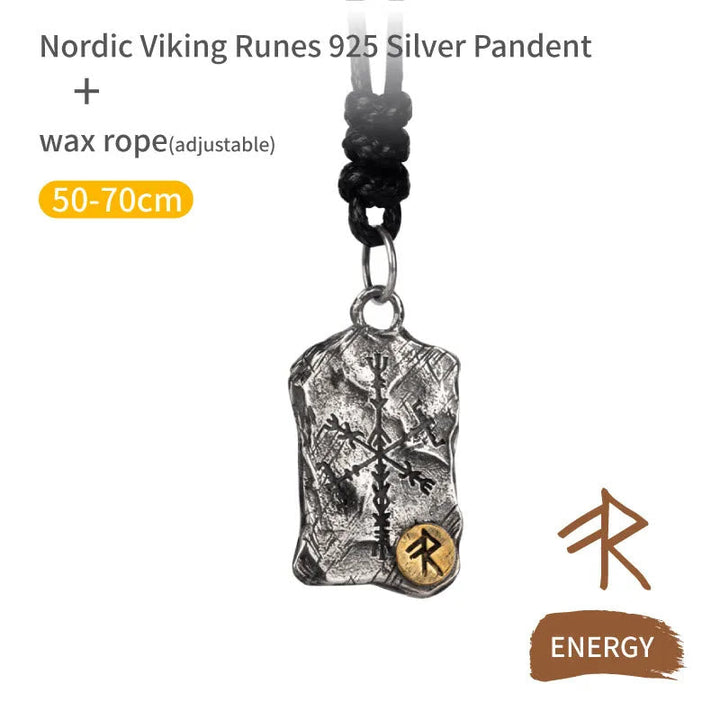 Handcrafted 925 Silver Rune With Vegvisir Necklace