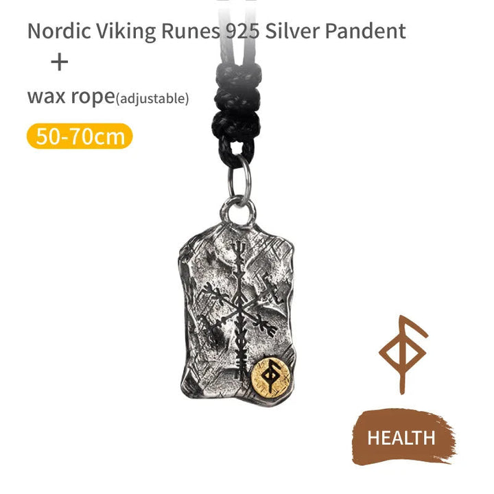 Handcrafted 925 Silver Rune With Vegvisir Necklace