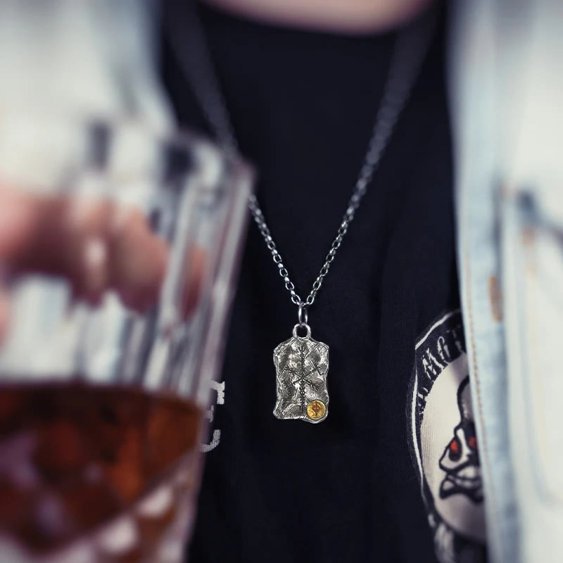 Handcrafted 925 Silver Rune With Vegvisir Necklace