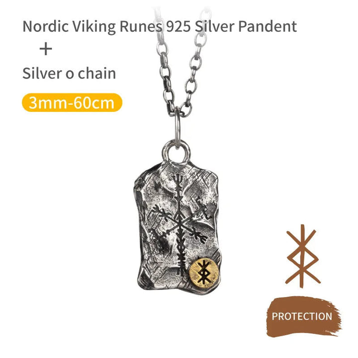 Handcrafted 925 Silver Rune With Vegvisir Necklace