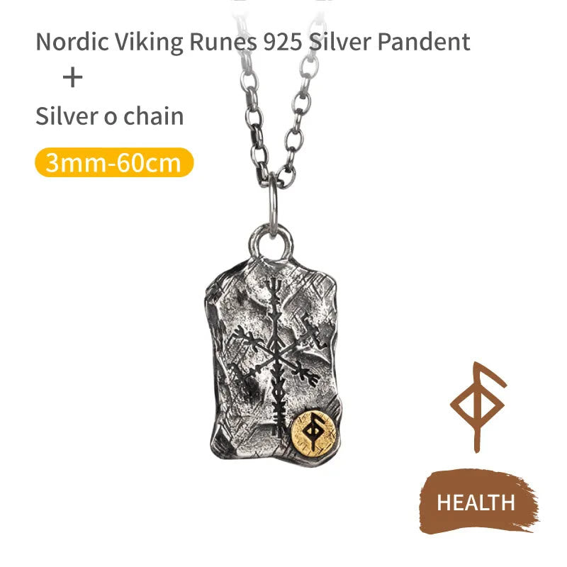 Handcrafted 925 Silver Rune With Vegvisir Necklace