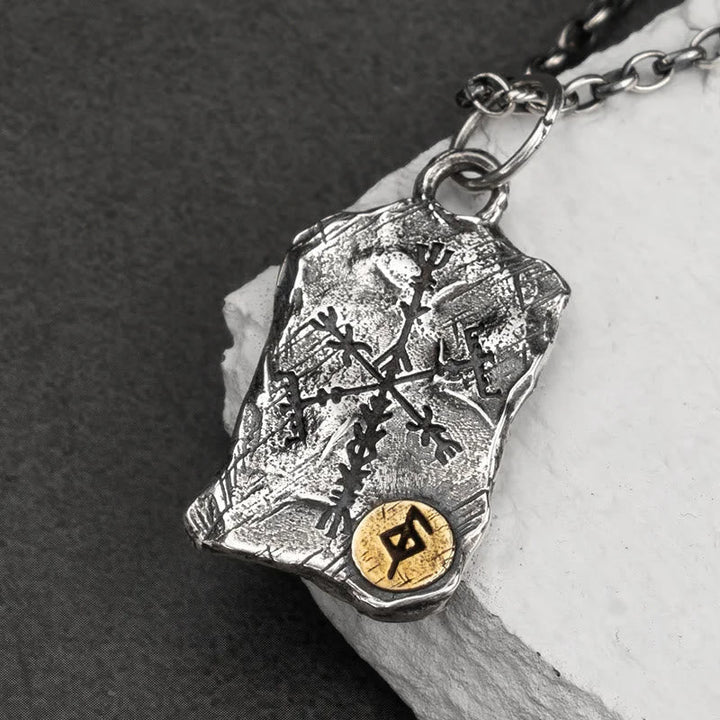 Handcrafted 925 Silver Rune With Vegvisir Necklace
