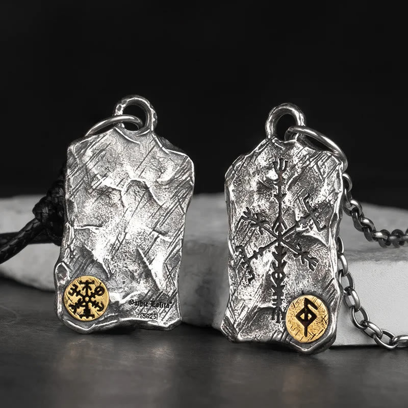 Handcrafted 925 Silver Rune With Vegvisir Necklace