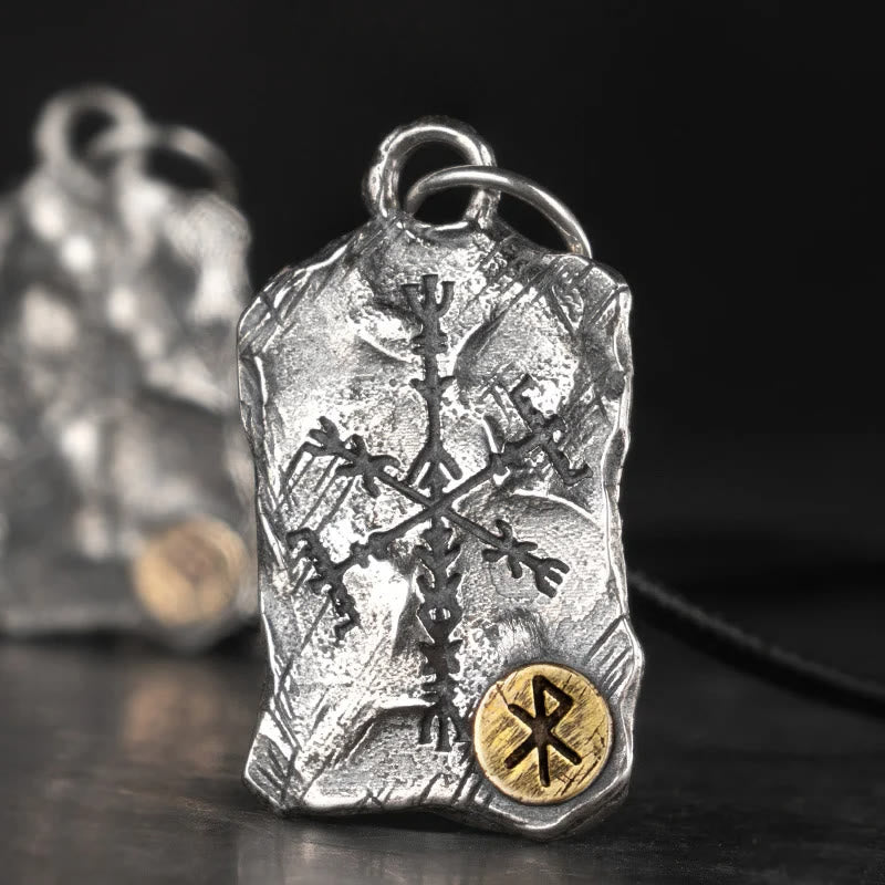 Handcrafted 925 Silver Rune With Vegvisir Necklace