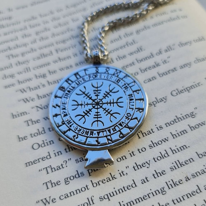 Norse Raven & Vegvisir Viking Symbol Necklace