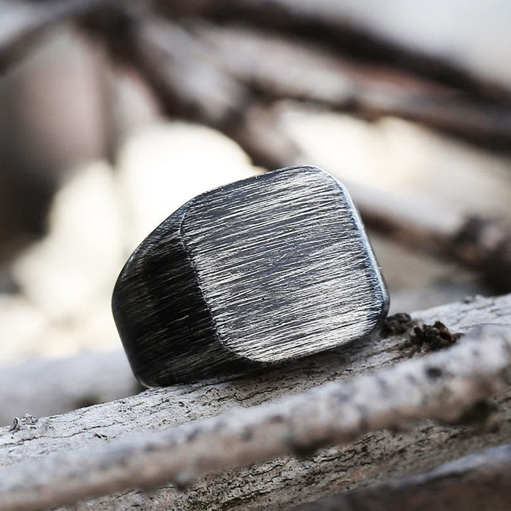 Retro Simple Plain Stainless Steel Square Ring