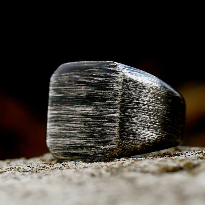 Retro Simple Plain Stainless Steel Square Ring