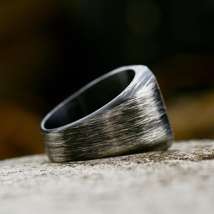 Retro Simple Plain Stainless Steel Square Ring
