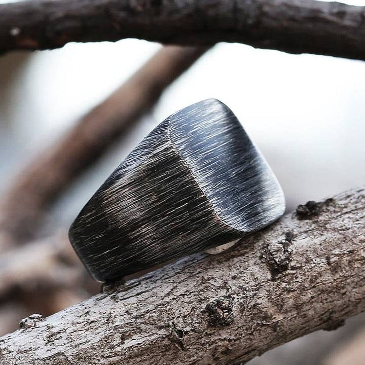 Retro Simple Plain Stainless Steel Square Ring