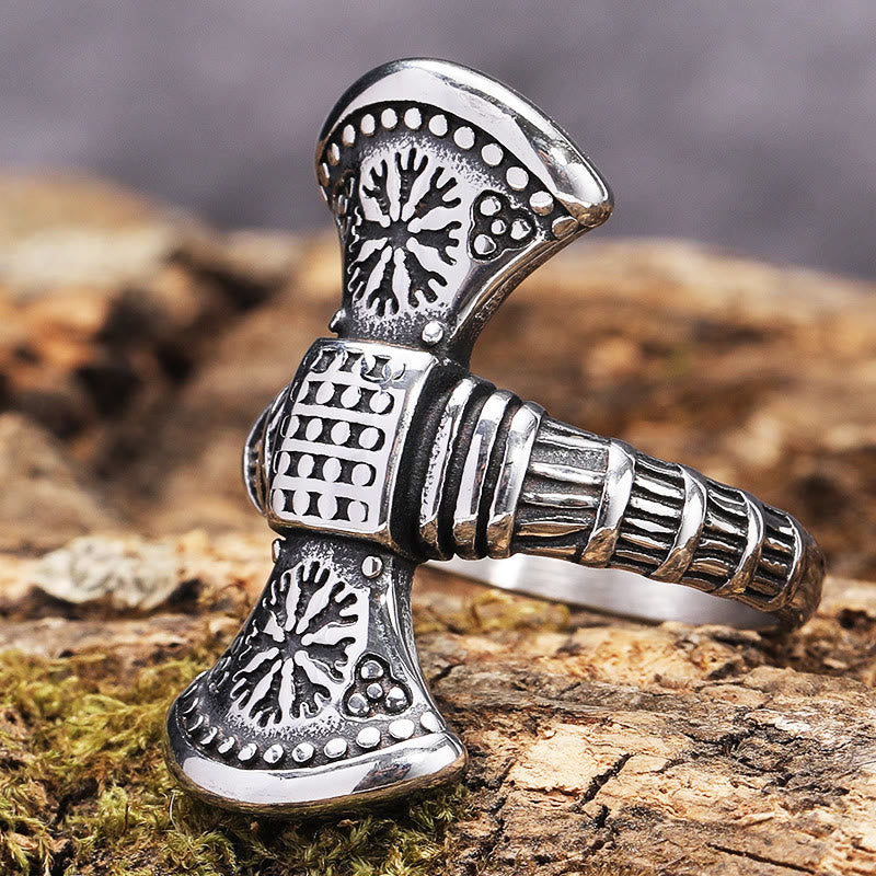 Double Side Axe Mjolnir Ring