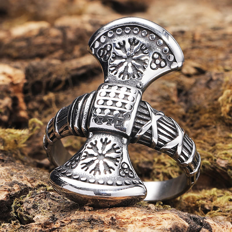 Double Side Axe Mjolnir Ring